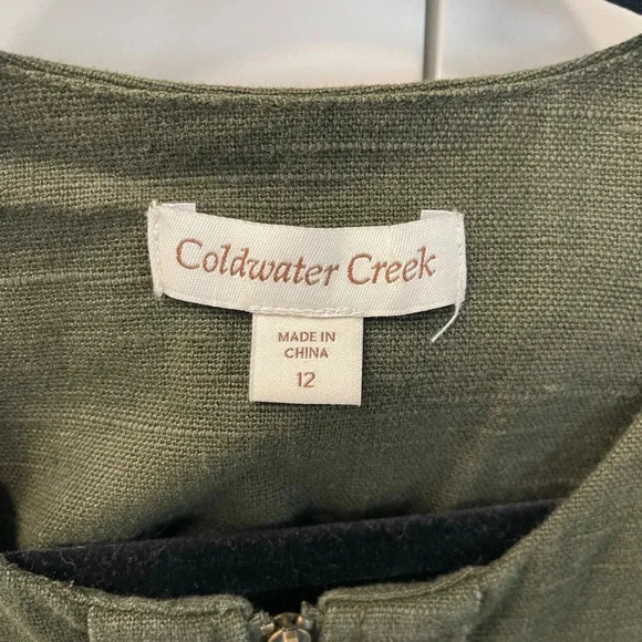 Coldwater Creek 3/4 Sleeve Olive Green Bomber Jacket size 12 - Picture 2 of 6